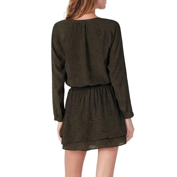 Rails Jasmine Dress Animal Print Long Sleeve Blouson Mini Olive Speckled Small - Picture 4 of 11